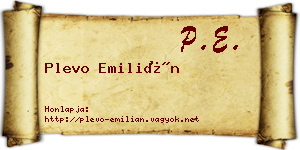 Plevo Emilián névjegykártya